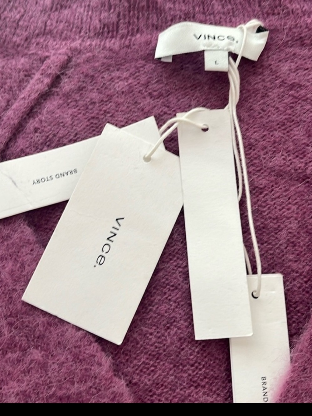NWT Vince Pink V-Neck Alpaca Wool Collared L/S Sweater Size Large (L) - Picture 2 of 5